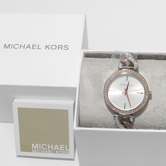 Michael Kors Silver and Rose Gold Women's Watch - Picture 2 of 9